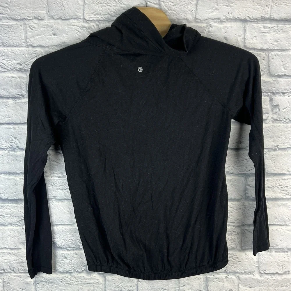 Lululemon Women Black‎ Long Sleeve Healthy Heart Cowl Neck Sweatshirt Pullover 6